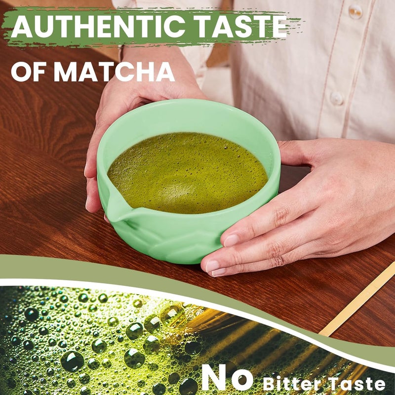 RANERANE Matcha Whisk Set, Lotus Cyan Ceramic Matcha Set Includes Matcha Bowl, Matcha Whisk (Chasen) and Holder, Sifter, Bamboo Scoop & Spoon - 6 Pcs Matcha Kit for Matcha Lovers - Image 5